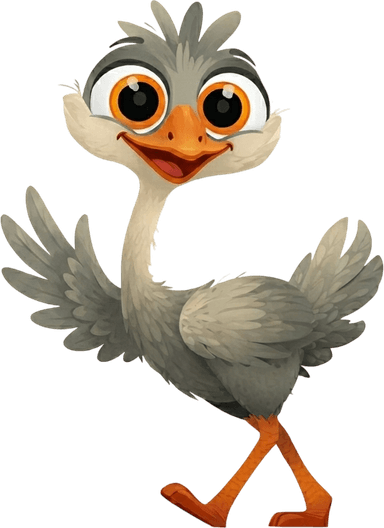 Emu waving, ready to help